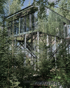 Дом на дереве для двоих с беседкой, мангалом, купелью, баней и ванной с панорамным видом — фото 1